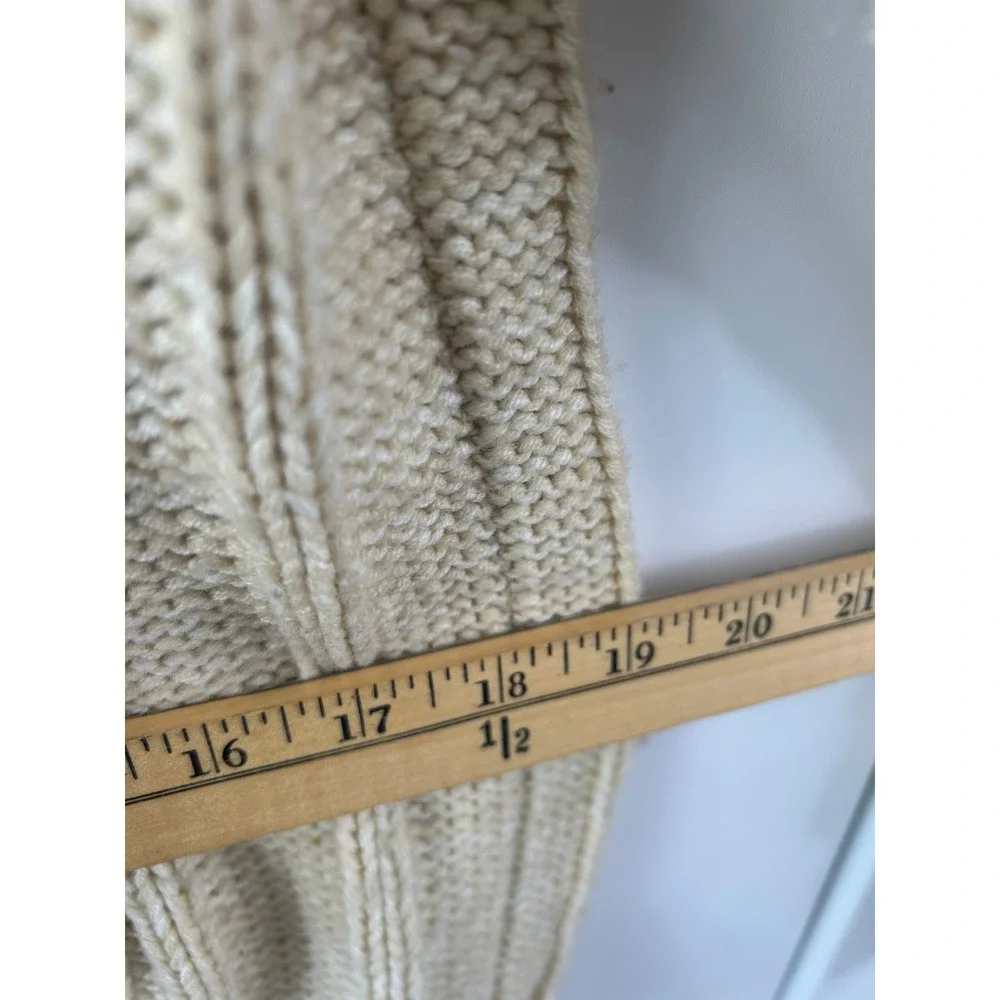 VanCort Cream Cable Knit Sweater Mens Heavy Ribbed Crewneck Pullover Off-White